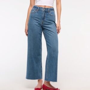 NWOT Abercrombie Curve Love High Rise Cropped Wide Leg Jean (25Long)